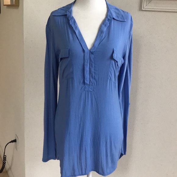 Splendid mixed media long blue shirt - Picture 2 of 14
